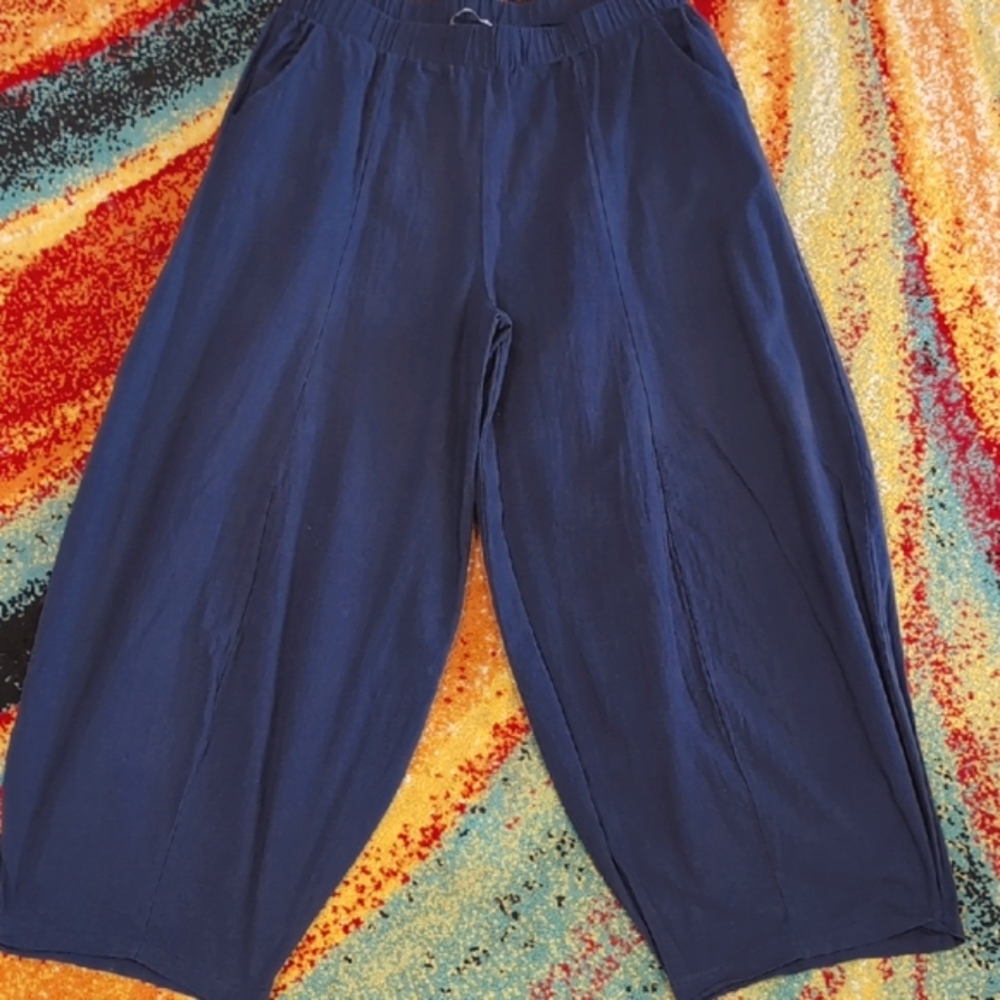 Cellabie Navy Blue Wide Leg Palazzo Pants 2X